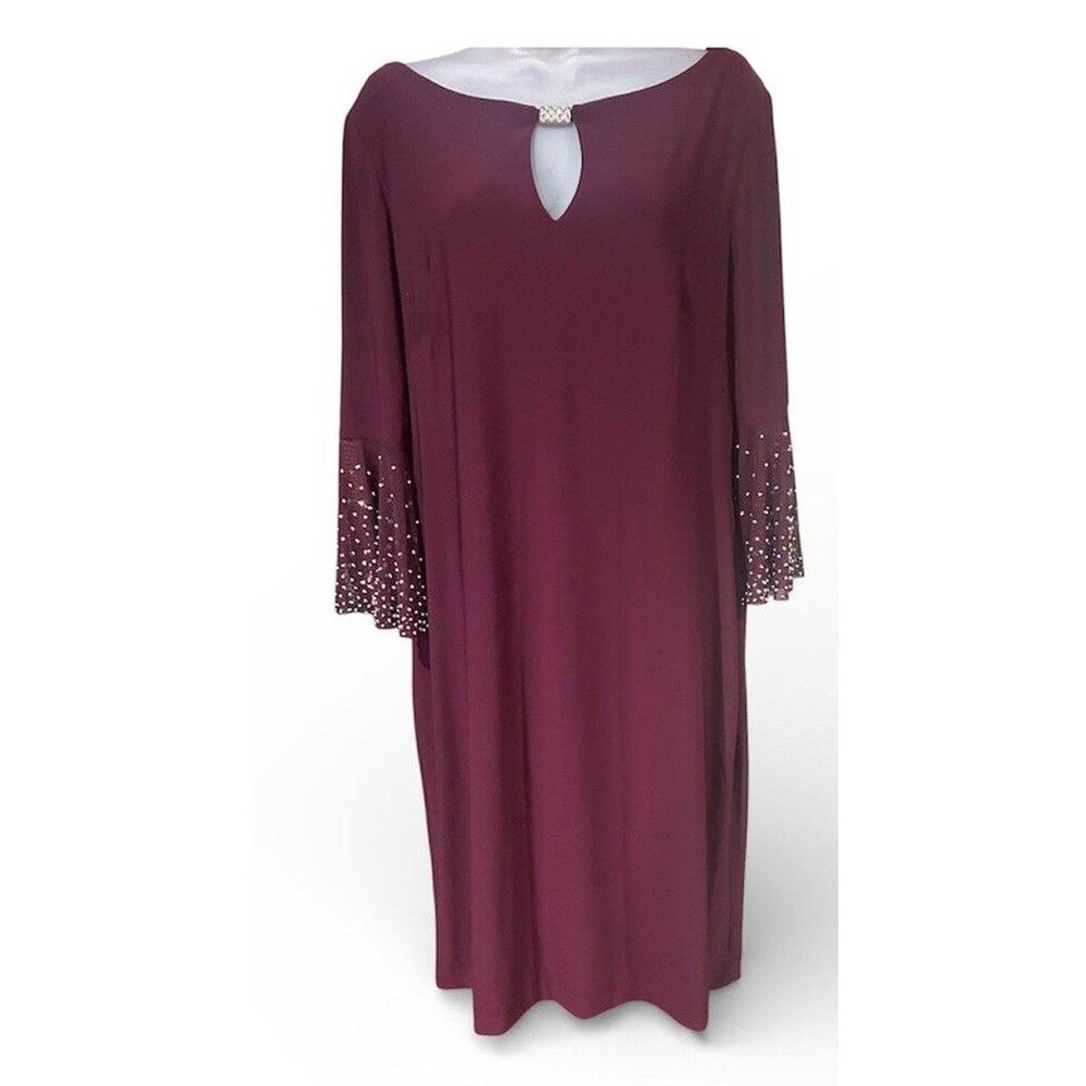Jackie Jon New York Women's Dress Merlot Purple, Size 14 New w Tag Xtra Stones